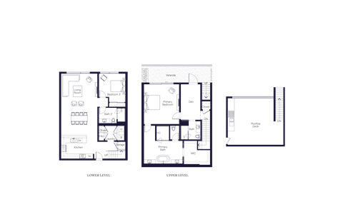 Floor plan for 2 beds, 2.5 baths, 2259 sqft